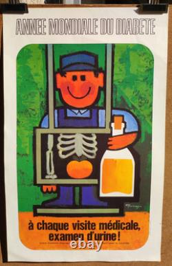 Affiche originale ancienne Année Mondiale du Diabète /RS160