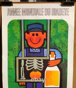 Affiche originale ancienne Année Mondiale du Diabète /RS160