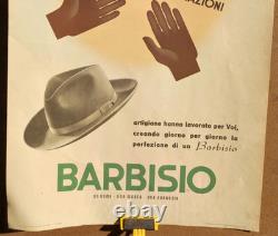 Affiche originale ancienne BARBISIO Chapeaux Gants Italia /RS62