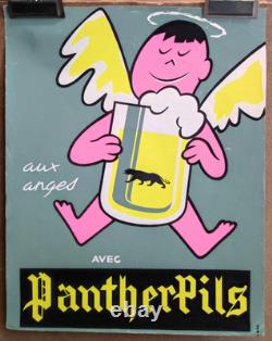 Affiche originale ancienne Bière aux anges avec Pantherpils /RS309