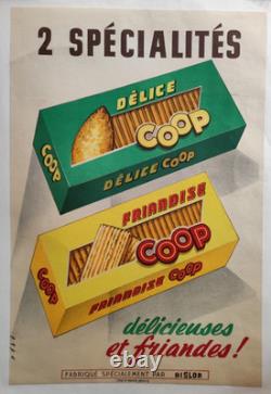 Affiche originale ancienne Biscuits Friandise Coop /RS421 Affiche originale ancienne Biscuits Friandise Coop /RS421
