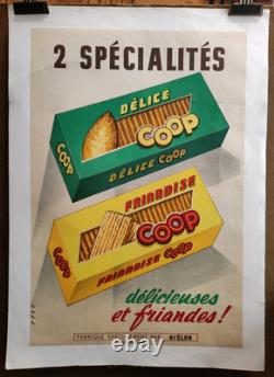 Affiche originale ancienne Biscuits Friandise Coop /RS421 Affiche originale ancienne Biscuits Friandise Coop /RS421