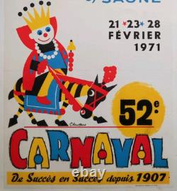 Affiche originale ancienne CARNAVAL 1971 Chalon sur Saône /RS217