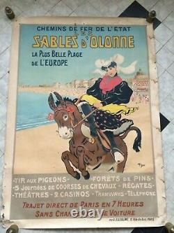 Affiche originale, ancienne Chemins de fer de l'état, Les Sables d'Olonne 1898