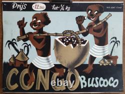 Affiche originale ancienne Congo Buscoco chocolat noix de coco /RS400