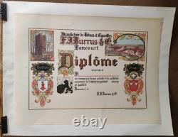 Affiche originale ancienne Diplôme Manufacture de Tabacs Boncourt Suisse /RS247