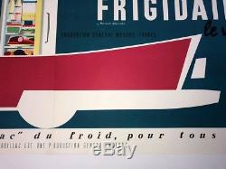 Affiche originale ancienne FRIGIDAIRE Général Motors CADILLAC JEAN COLIN 1960