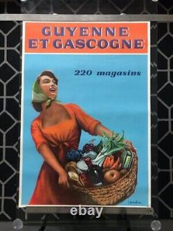 Affiche originale ancienne GUYENNE ET GASCOGNE par Harambure