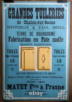 Affiche originale ancienne Grande Tuilerie de Chalon-sur-Saône Heitchlin/RS343