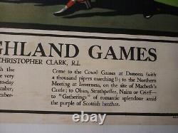 Affiche originale ancienne Highland games London midland scottish 1930