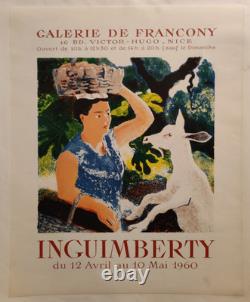 Affiche originale ancienne Inguimberty expo 1960 Galerie de Francony /RS508