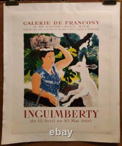 Affiche originale ancienne Inguimberty expo 1960 Galerie de Francony /RS508