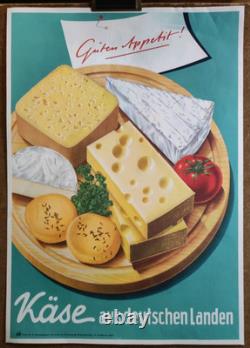 Affiche originale ancienne Käse aus deutschen Landen plateau de fromages /RS455