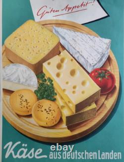 Affiche originale ancienne Käse aus deutschen Landen plateau de fromages /RS455
