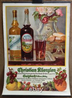 Affiche originale ancienne Küenzlen Christian Likörfabrik Sulzbach /RS330