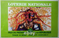 Affiche originale ancienne LOTERIE NATIONALE illustration de Dali 1972 /RS280