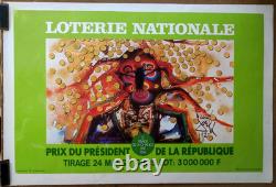 Affiche originale ancienne LOTERIE NATIONALE illustration de Dali 1972 /RS280