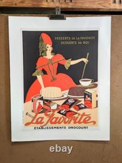 Affiche originale ancienne La Favorite desserts de Roi établis. Drocourt /RS453