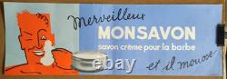 Affiche originale ancienne MONSAVON savon crème pour la barbe /RS179
