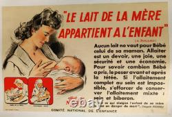 Affiche originale ancienne Nestlé maman et son bébé le lait de la mère /RS173