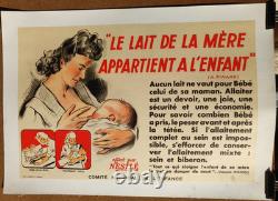 Affiche originale ancienne Nestlé maman et son bébé le lait de la mère /RS173