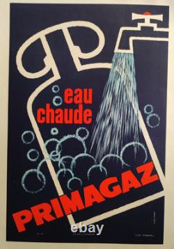 Affiche originale ancienne Primagaz eau chaude /RS430
