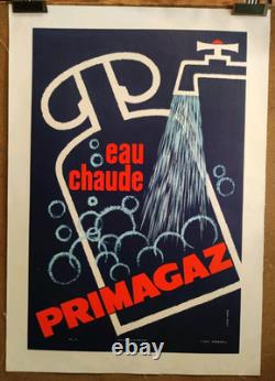 Affiche originale ancienne Primagaz eau chaude /RS430