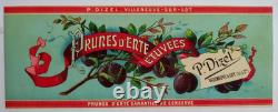 Affiche originale ancienne Prunes D'Ente P. Dizel Villeneuve sur Lot /RS410