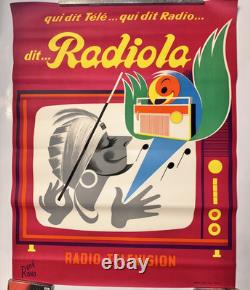 Affiche originale ancienne Publicitaire RADIOLA René RAVO années 60