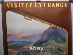 Affiche originale ancienne SNCF chemin de fer tourisme Vosges 1954