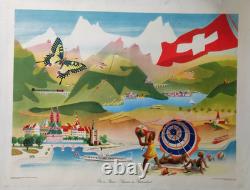 Affiche originale ancienne Suisse vacances d'été /RS383