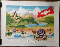 Affiche originale ancienne Suisse vacances d'été /RS383
