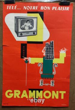 Affiche originale ancienne Télévision GRAMMONT /RS195