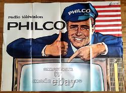 Affiche originale ancienne Télévision PHILCO Americaine ILL COURONNE