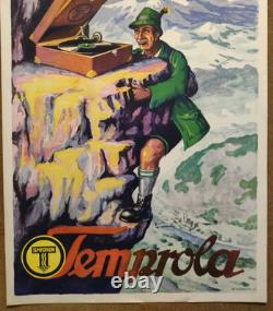Affiche originale ancienne Tirolien Temprola gramophone Tempofon /RS193