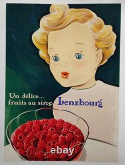 Affiche originale ancienne Un délice fruits au sirop Lenzbourg /RS441