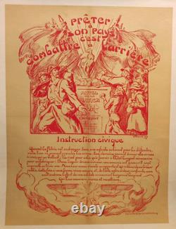 Affiche originale ancienne V. Prouvé 1917 Instruction Civique /RS506