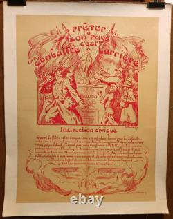 Affiche originale ancienne V. Prouvé 1917 Instruction Civique /RS506