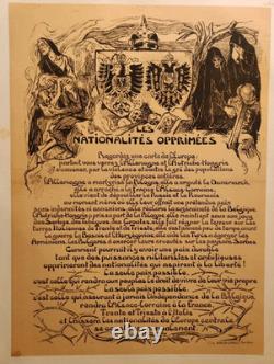 Affiche originale ancienne V. Prouvé 1918 Les Nationalités Opprimées /RS4525
