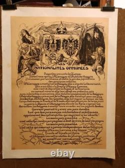 Affiche originale ancienne V. Prouvé 1918 Les Nationalités Opprimées /RS4525