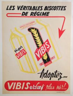Affiche originale ancienne Vibis les véritables biscottes de régime /RS454