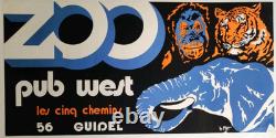 Affiche originale ancienne ZOO les cinq chemins à Guidel Morbihan /RS216