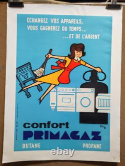 Affiche originale ancienne confort Primagaz Butane Propane /RS181