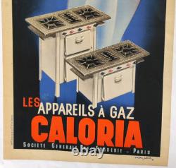 Affiche originale ancienne les appareils à gaz CALORIA /RS183