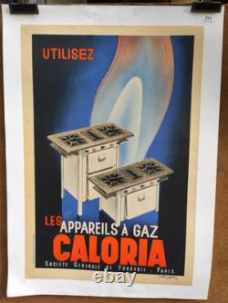 Affiche originale ancienne les appareils à gaz CALORIA /RS183