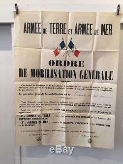 Affiche originale de l'ordre de mobilisation générale du 02 août 1914