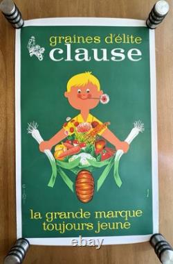 Affiche originale entoilée Graines Clause Omnès 1955