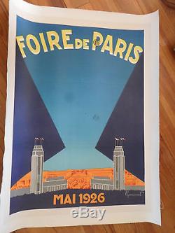Affiche originale entoilée foire de Paris 1926 Commarmond art déco