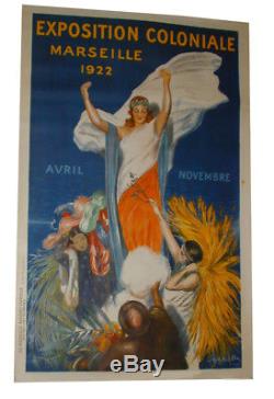 Affiche originale litho CAPPIELLO expo coloniale Marseille 1922 à entoiler