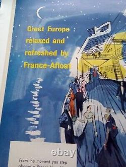 Affiche originale lithographie FRENCH LINE de l'illustrateur Jean Pagès 1955
